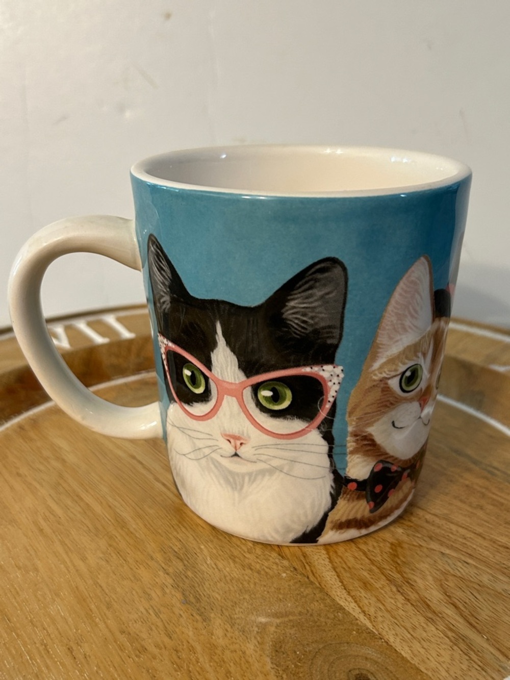 Ironstone for pier 1 Cat Ceramic Mug for Cat Lovers Queen cat glasses cat hat